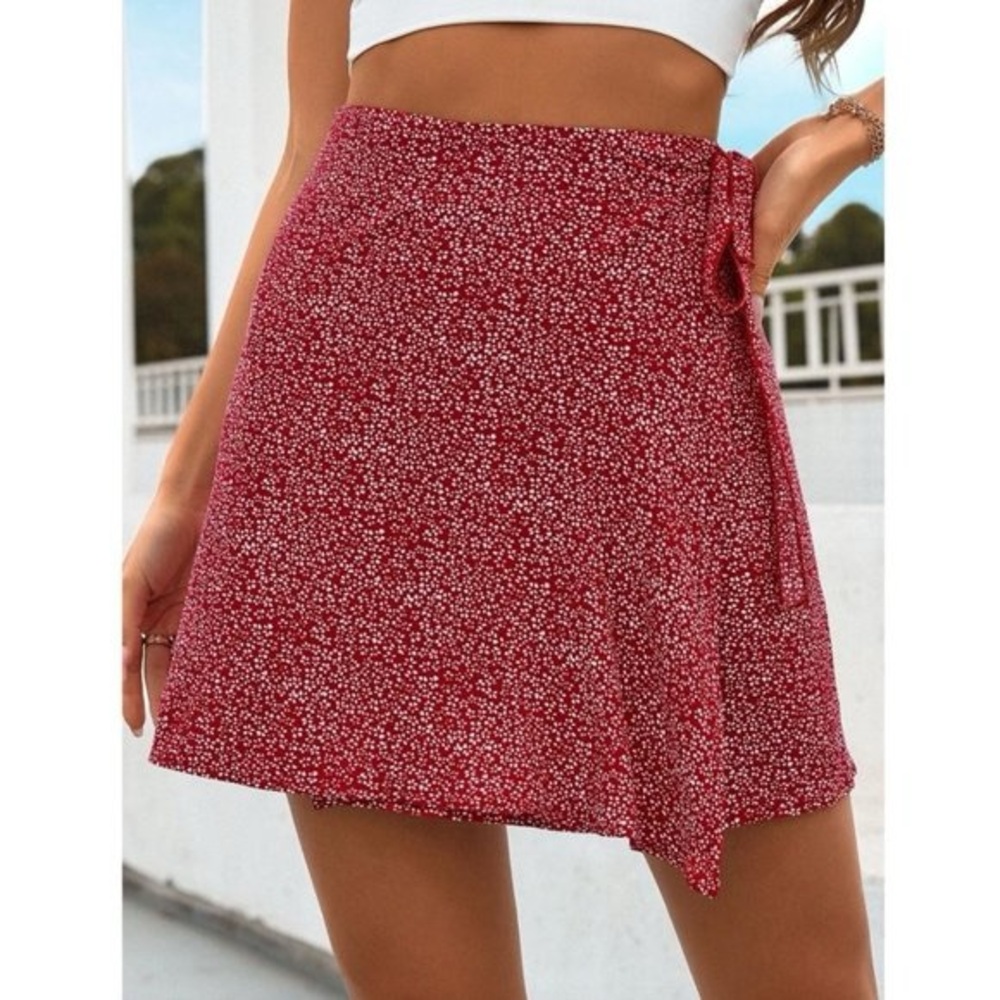 Floral Print Wrap Skirt